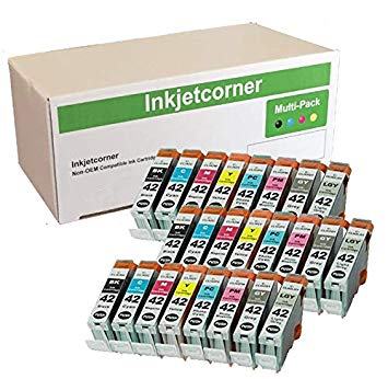 Inkjetcorner Compatible Ink Cartridges Replacement for CLI-42 CLI 42 for use with Pro-100 Pro 100 (3 Black, 3 Cyan, 3 Magenta, 3 Yellow, 3 Photo Cyan, 3 Photo Magenta, 3 Gray, 3 Light Gray, 24-Pack)