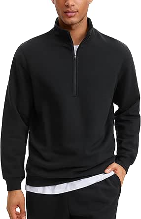 CRZ YOGA Fleece Lined Half Zip Sweatshirts for Men Mock Neck Pullover Sweatshirt Casual Workout Daily Sweaters