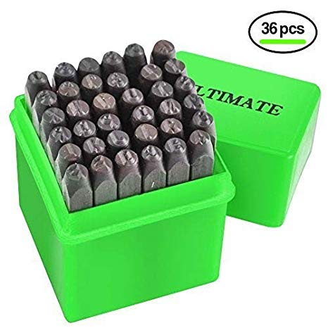 Ultimate Letter & Number Stamp Set 36pcs (A-Z & 0-9) Industrial Grade Hardened Carbon Steel Metal Punch Set - 1/8" (3MM) Characters - Perfect for Imprinting Metal, Wood, Plastic, Leather, and More!