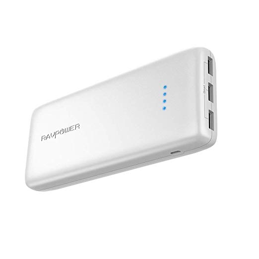 RAVPower 22000mAh External Battery Pack Portable Charger 22000 Power Banks 5.8A Output 3-Port (2.4A Input, iSmart 2.0 USB Ports, Li-Polymer Phone Charger) for Smartphone Tablet -White