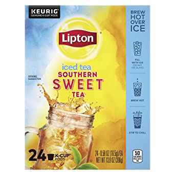 Lipton Iced Tea K-Cup Pods For a Cold Beverage Sweet Tea Made With Real Tea Leaves 24 Count