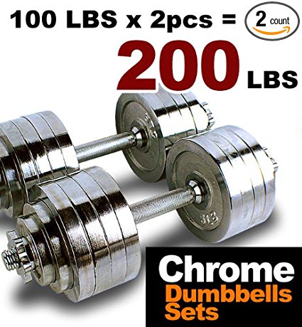 New MTN Gearsmith Heavy Duty Adjustable Cast Iron Chrome Weight Dumbbell Set Dumbbells 52.5 100 105 200 lbs