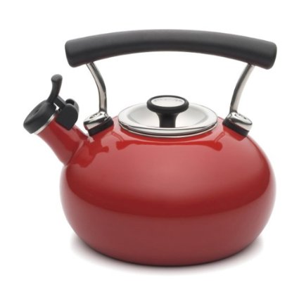 Circulon Contempo 2-Qt Enamel Whistling Teakettle Red