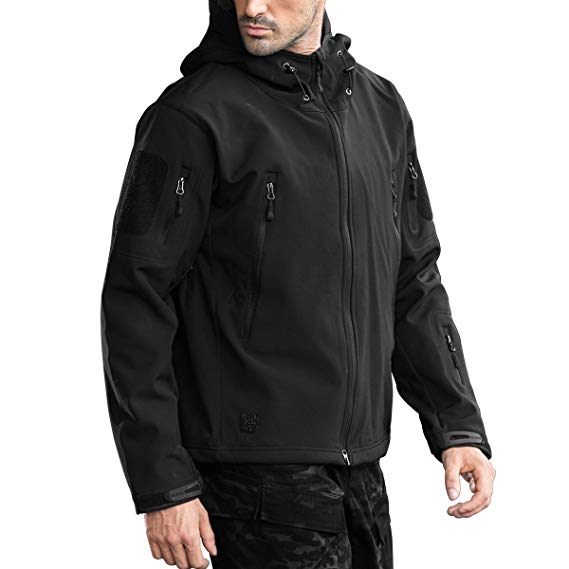 FREE SOLDIER Men's Outdoor Waterproof Soft Shell Hooded Military Tactical Jacket