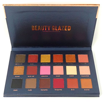 Beauty Glazed Eyeshadow Palettes 18 Colors Waterproof Eye Shadow Powder Make Up Palette Shimmers Mattes Browns Red Burgundy Bronze Glow Kit Contour