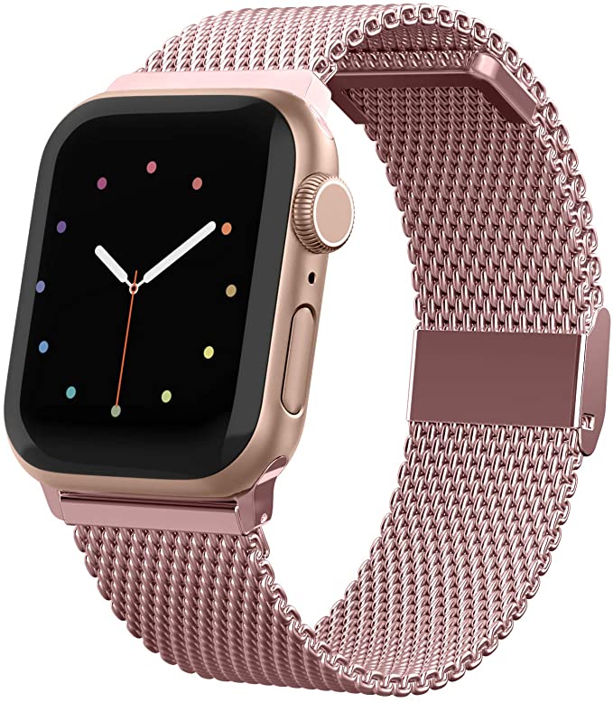 CCnature Compatible for Apple Watch Band 38mm 40mm 42mm 44mm Stainless Steel Mesh Metal Loop Bands Compatible with Apple iWatch Series 6/5/4/3/2/1/SE