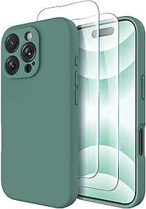 OTOFLY Compatible with iPhone 16 Pro Case, Compatible with MagSafe, Shockproof Magnetic Silicone Case for iPhone 16 Pro,[Military Grade Protection] [2 Pack Screen Protectors], Pine Green