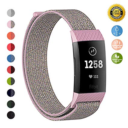 Nylon Bands Compatible Charge 3 & 3 SE, JOMOQ Replacement Accessory Strap Wristbands Women Men