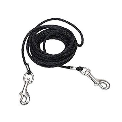 Coastal Poly Cat Tie Out with Nickel-Plated Swivel Snaps | 15-Feet, Black | 2-Pack