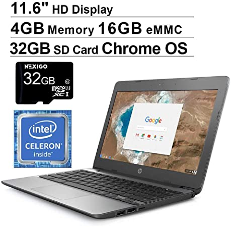 2020 Newest HP Chromebook 11.6 Inch Laptop for Business Student| Intel Celeron N3050 up to 2.16GHz| 4GB LPDDR3 RAM| 16GB eMMC| WiFi| Bluetooth| HDMI| Chrome OS   NexiGo 32GB MicroSD Bundle