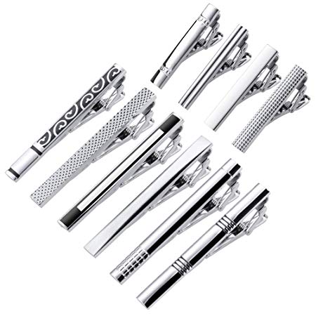 Lictin Men's Tie Clip Clasp Bar - 10pcs Alloy Necktie Clip Pin Bar, Tie Bar Set 6pcs Regular Ties Clip Pin Bar(6cm) 4pcs Skinny Tie Clip(4cm) with Gift Box