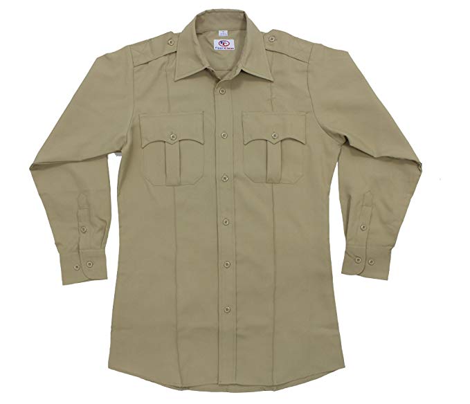First Class 100% Polyester Long Sleeve Men's Uniform Shirt Tan
