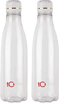 Cello Ozone Unbreakable Fridge Water Bottle for Office, Sports, School, Travelling, Gym, Yoga, BPA & Leak Free, Set of 2, 1000ml - Clear (Plastic)