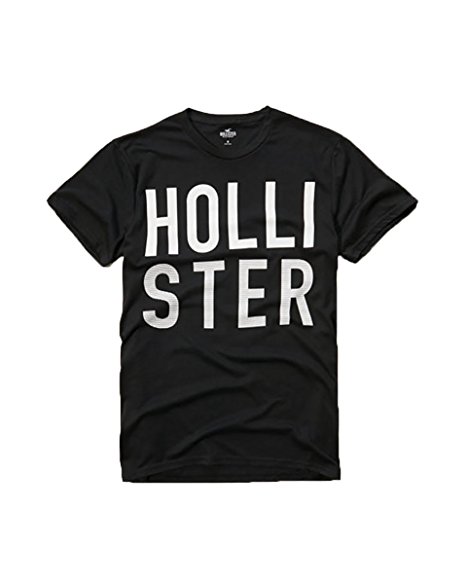 Hollister Men's Graphic Logo T Shirt (Large, Black 1997)