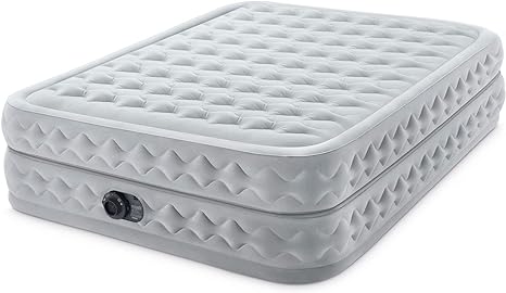 Intex 64489ED Dura Beam Supreme Air Flow Inflatable Velvetaire Soft Airbed Mattress w/ Built in Pump & Portable Storage Case, Queen