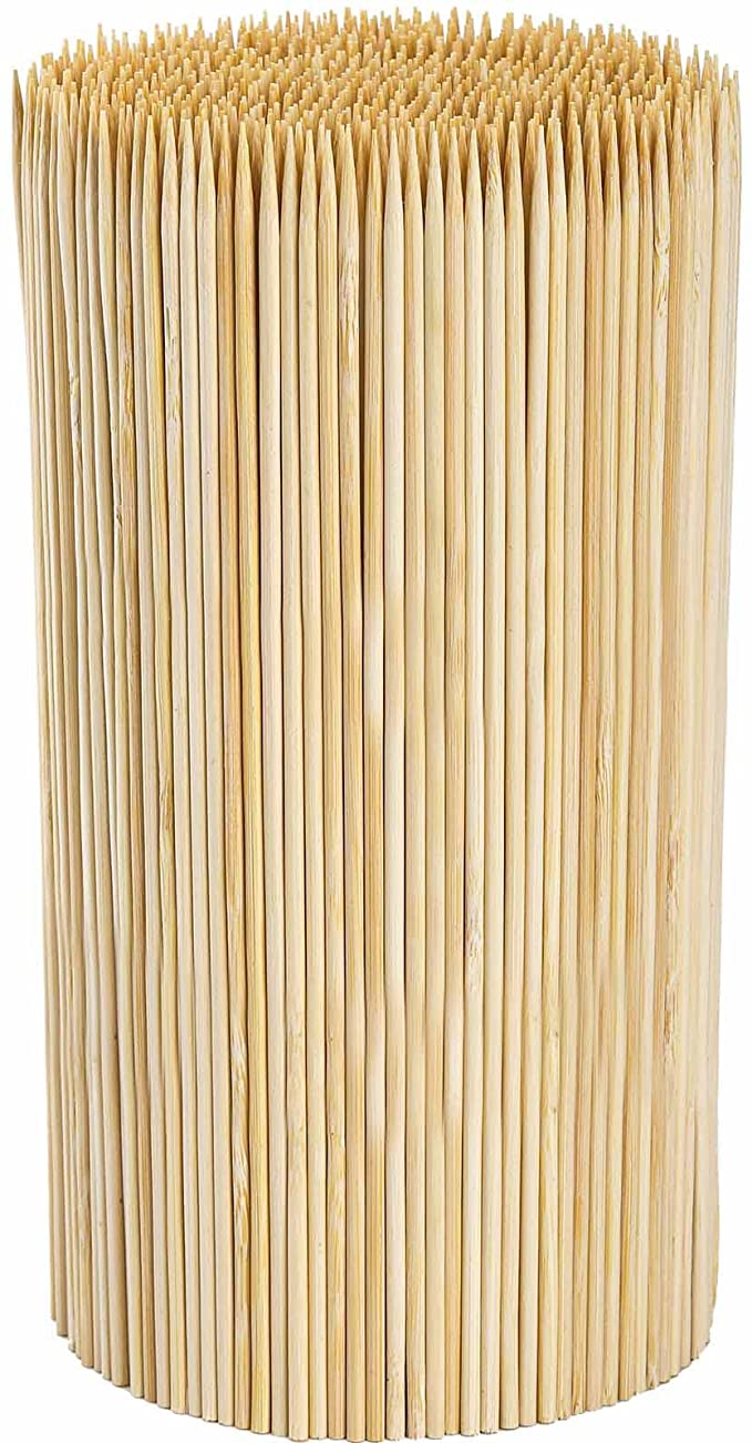 Fasmov 1000 Pack Bamboo BBQ Appetizer Shish Kebab Skewers Natural Semi Point Bamboo Sticks, 8-Inches