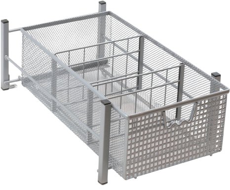 DecoBros Mesh Cabinet Basket Organizer, Silver (Medium - 9.4 x 15.3 x 5)
