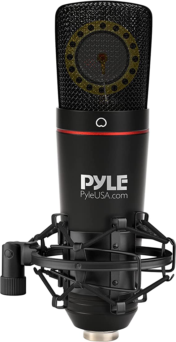 Pyle Large Diaphragm Cardioid Condenser XLR Microphone Kit - Big Capsule 34mm Pro Audio Mic - Audio Cardioid Condenser Studio Mic, Shock Mount, Travel Case, for Fat Vocals and Instrumentals