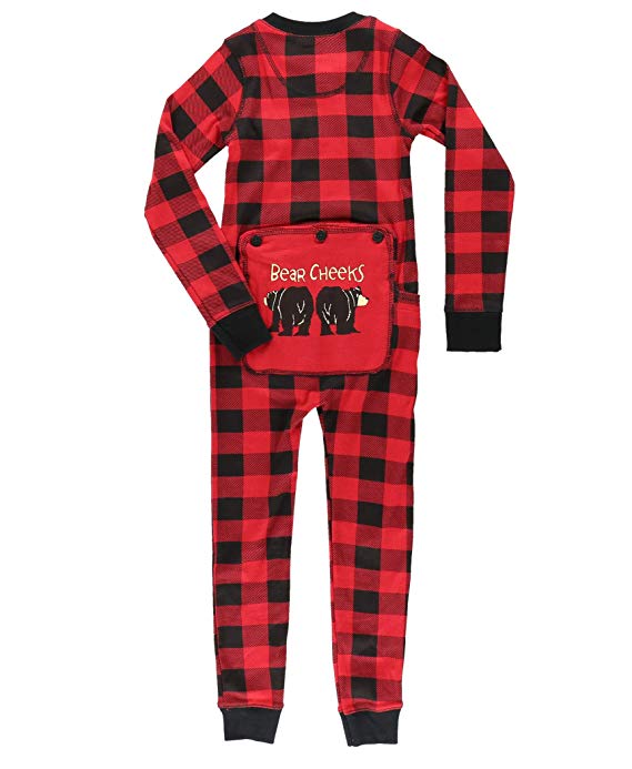 LazyOne Flapjack, Cute Pajamas with Button Flap on Backside, One-Piece Pajamas for Kids