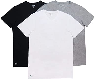 Lacoste Men's Black/Gray/White V-Neck 3-Pack Undershirt