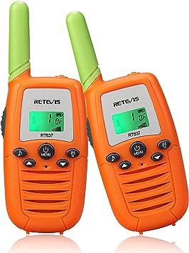 Retevis RT637 Walkie Talkie for kids, Birthday for 6-12 Years Boys Girls Toys, Kids Gifts, 16 Channels Flashlight Long Range for Family Party, Outdoor Games,Outdoor Practice (1 Pair, Orange)