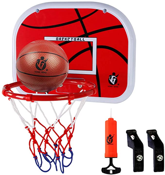 Kids Basketball Hoop Set,Wall Mounted with Air Pump Backboard Net and Ball Portable Sports Toy Indoor Outdoor Sport Game for Children