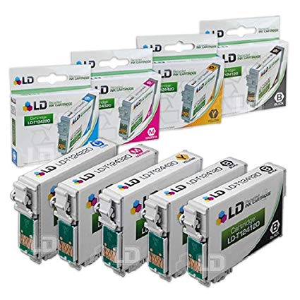 LD Remanufactured Ink Cartridge Replacement for Epson 124 Moderate Yield (2 Black, 1 Cyan, 1 Magenta, 1 Yellow, 5-Pack)