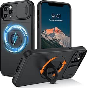 BENTOBEN for Magnetic iPhone 11 Pro Max Case [Compatible with Magsafe] Kickstand Ring Holder Matte Design Shockproof Protective Bumper Girl Women Boy Men Magnet iPhone 11 Pro Max Cover, Black