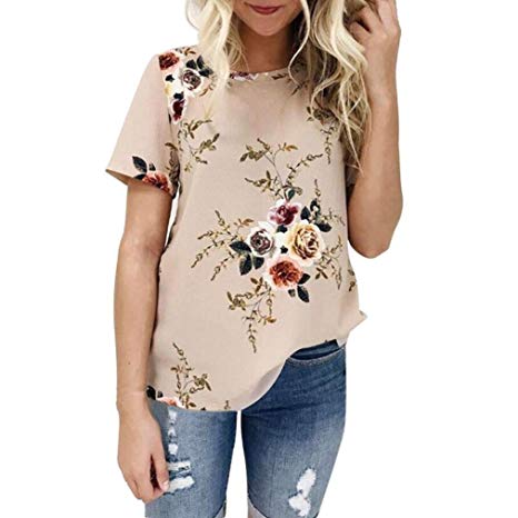 Clearance !Kstare Women's Short Sleeve Floral Printed Loose Casual Tops T-Shirt Tee