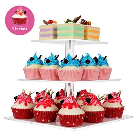 NeoBee 3-Tier Square Party Cupcake Stands,cake stand,cupcake display,Cupcake rack, Food display stands.