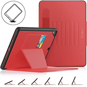 SEYMAC Stock iPad Case,iPad 6th/5th Generation 9.7 inch Case Heavy Duty Shockproof Smart Cover Auto Sleep Wake with Multi-Angle Stand Feature for iPad 2017/2018 / Air 2/Pro 9.7'' (Black/Red)