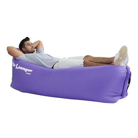 Air Lounger with bag, pockets & anchor LIFETIME WARRANTY parachute material made with heavy duty 210D waterproof PARACHUTE material blow up couch / sofa Suitable for up to 2 person (400lbs) kids & adults camping - hiking - outdoor - pool - Great furniture to use as bed / hammock / chair / mattress even FLOATS on water