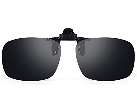 Costyle Black Gray Myopia Retro Polarized Clip-on Flip-up Plastic Sunglasses Driving Fishing Outdoor Sport-5.3X2.4X1.4 INCH