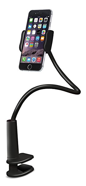 Aduro® Solid-Grip 360 Adjustable Universal Gooseneck Smartphone Stand for Desk – Durable, Rubberized, Mount w/ Holder (Black)