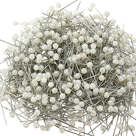 KINGSO 800pcs Round Pearl Head Dressmaking Pins Weddings Corsage Florists Sewing Pin White