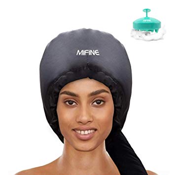 Bonnet Hood Hair Dryer Attachment- Soft, Adjustable Extra Large Hair Dryer Bonnet and Soft Silicon Hair Scalp Massager Care Your Hair