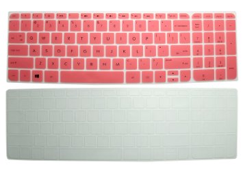 CaseBuyreg 2-Pack Translucent Soft Silicone Gel Keyboard Protector Skin Cover for 156-Inch HP 15 f 15-g 15-p 15-u 15-r series such as 15-f004wm 15-f009wm 15-f039w 15-g010dx 15-g012dx 15-g018dx 15-g019wm 15-g060nr 15-g063nr 15-g070nr 15-g080nr 15-g090nr 15-p010us 15-p020us 15-p030nr 15-p033cl 15-u010dx 15-u011dx 15-r011dx 15-r017dx 15-r018dx 15-r029wm 15-r030nr 15-r050nr 15-r052nr 15-r063nr US Layout Semi-Pink  Clear