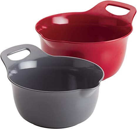 Rachael Ray Tools and Gadgets Nesting Mixing Bowl Set, 2-Piece, Red and Gray