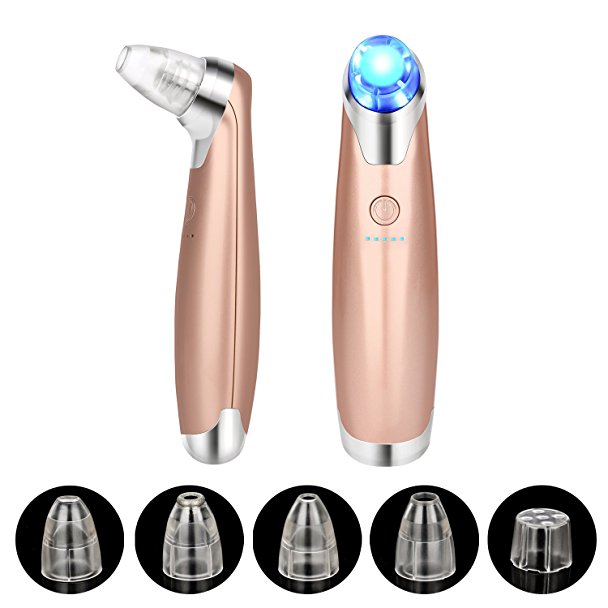 Youlanda Facial Pore Cleanser Electric Blackheads Remover Tool Acne Comedone Vacuum Suction Extractor Microdermabrasion Machine with Blue Light and Red Light