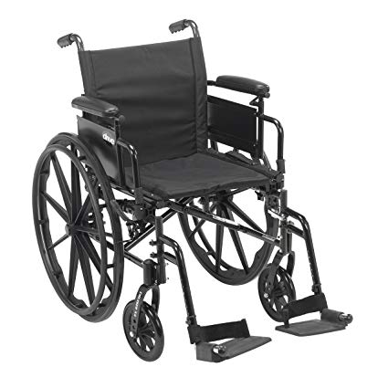 Drive Medical Cruiser X4 Lightweight Dual Axle Wheelchair with Adjustable Detachable Arms, Desk Arms, Swing Away Footrests, 18" Seat