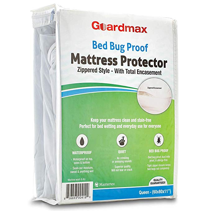 Guardmax Waterproof Mattress Encasement Bed Bug Proof Protector Zippered Style, Hypoallergenic and Breathable, Soft and Noiseless – Queen Size - 2 Pack - 60x80x11