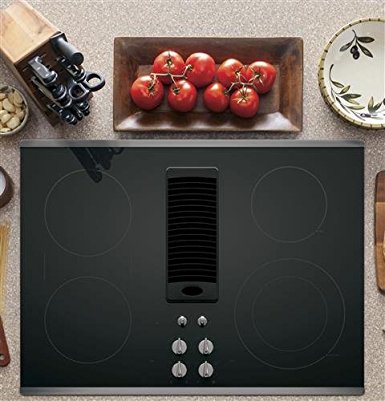 "GE Profile 30" Downdraft Electric Cooktop Glass Top with Stainless Steel Trim PP9830SJSS