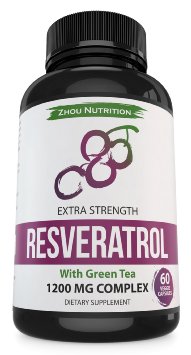 Resveratrol Supplement with Green Tea for Maximum Anti-Aging Support Immune System Boost and Heart Health - Expertly-Crafted Complex for Powerful Antioxidant Benefits - 60 Veggie Capsules - Made in USA