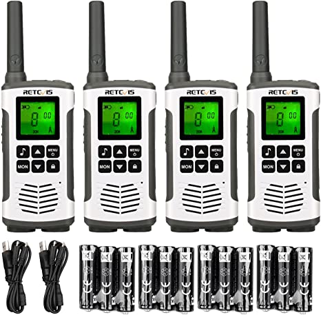 Retevis RT45 Walkie Talkies, Rechargeable USB 2 Way Radio Long Distance,PMR446 License-Free 16CH VOX Led Torch Walkie Talkie Set for School Family Hotel Warehouse(4 Pcs)