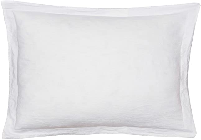 Levtex Home - 100% Linen - Standard Sham - Washed Linen in White - Sham Size (26 x 20in.)
