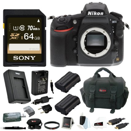 Nikon D810 FX-format Digital SLR Camera Body with 64GB Deluxe Accessory Kit
