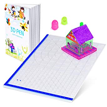 3D Pen Mat with Basic Template, with 3D Pen Books and 2 Silicone Finger Caps, Great 3D Pen Drawing Tools