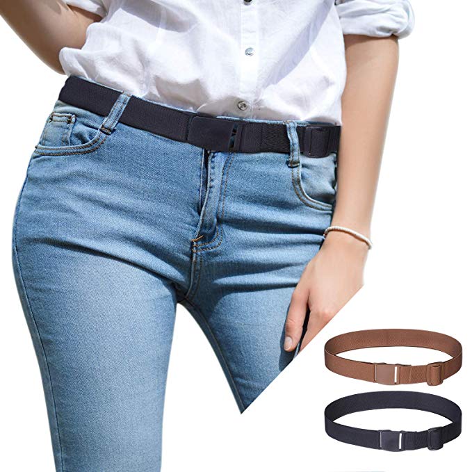 AWAYTR Invisible Elastic Belt for Women - No Show Web Womens Belts, 2 Pieces