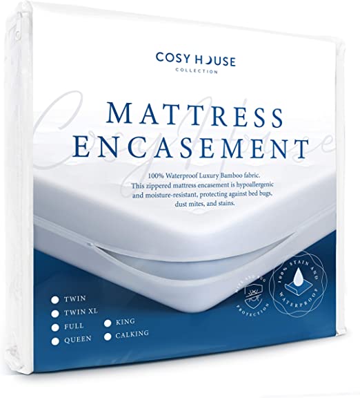 Cosy House Collection Luxury Zippered Mattress Encasement - College Dorm Room Essentials - 100% Waterproof Bamboo Fabric - Ultimate Noiseless Comfort & Cooling - Premium Stain Protection (Twin XL)