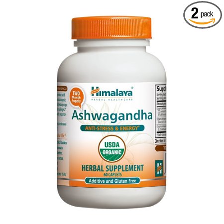 Himalaya Pure Herbs Ashwagandha, Anti-Stress & Energey, , 2.96 mg Withanolides, 60 Capsules,(Pack of 2)